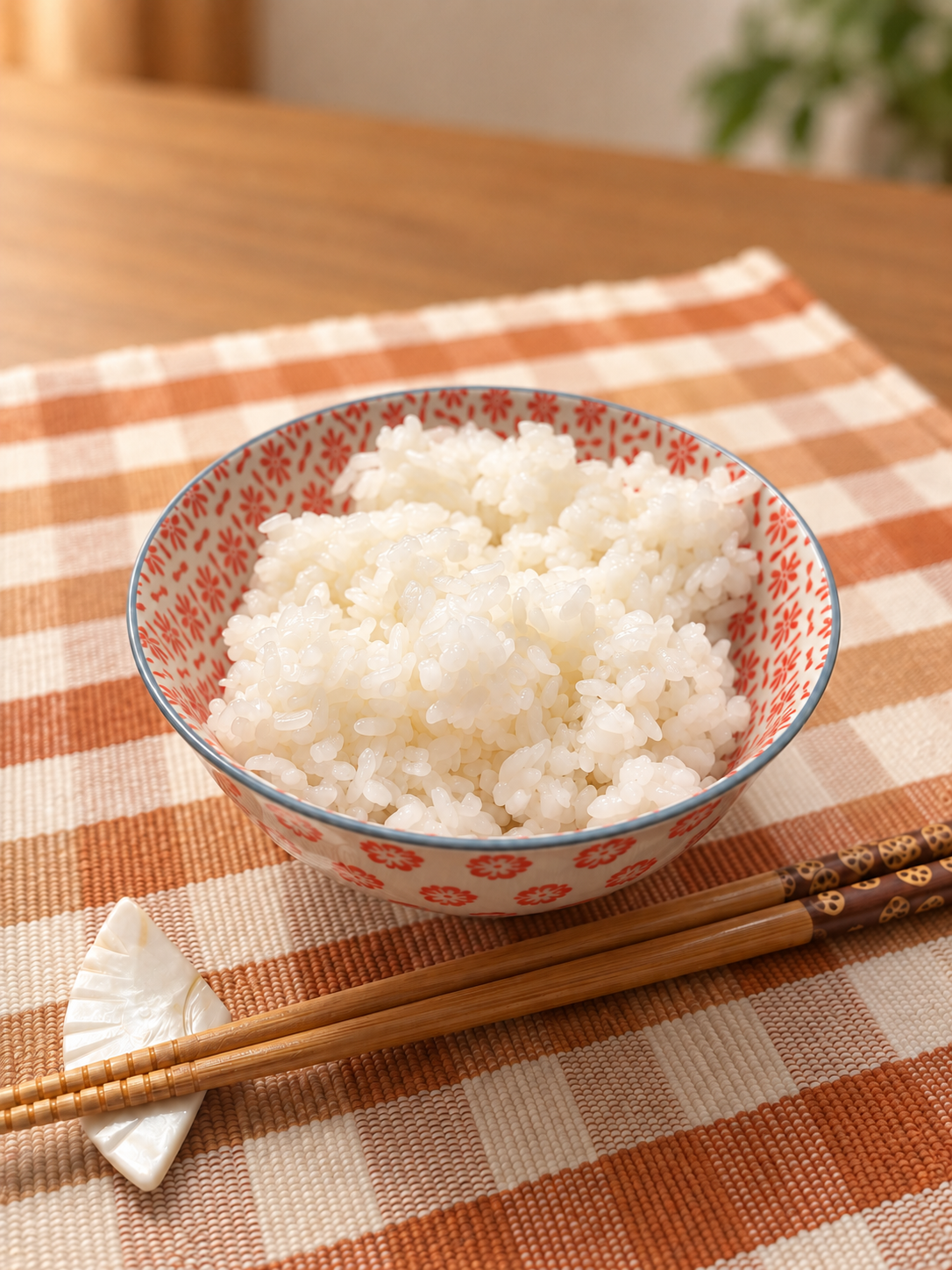 Eine Schüssel frisch gekochter japanischer Reis
