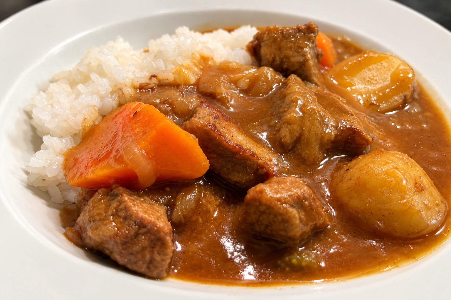 Japanese beef curry with vegetables and rice