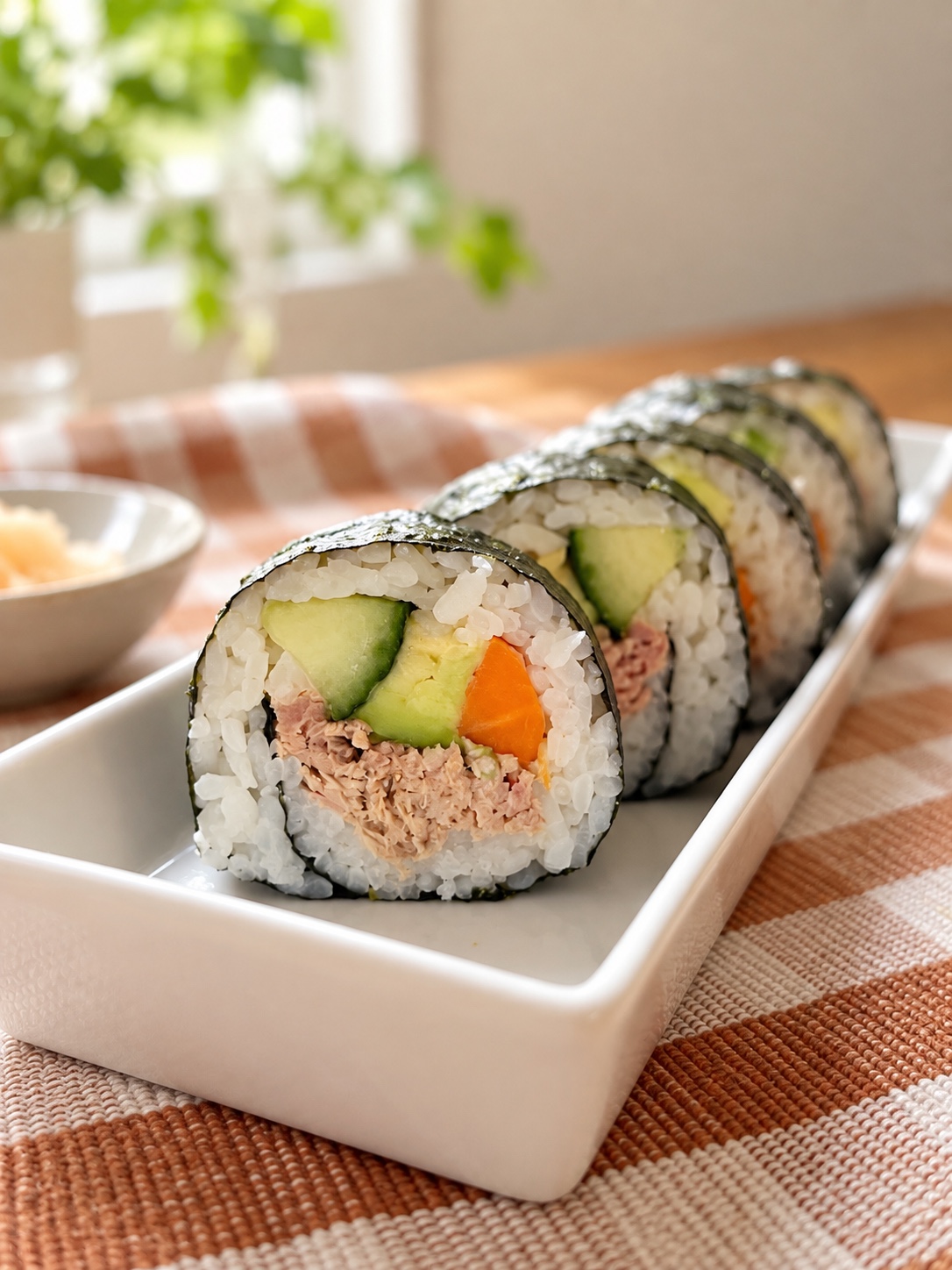Hausgemachte Maki-Sushi mit verschiedenen Füllungen